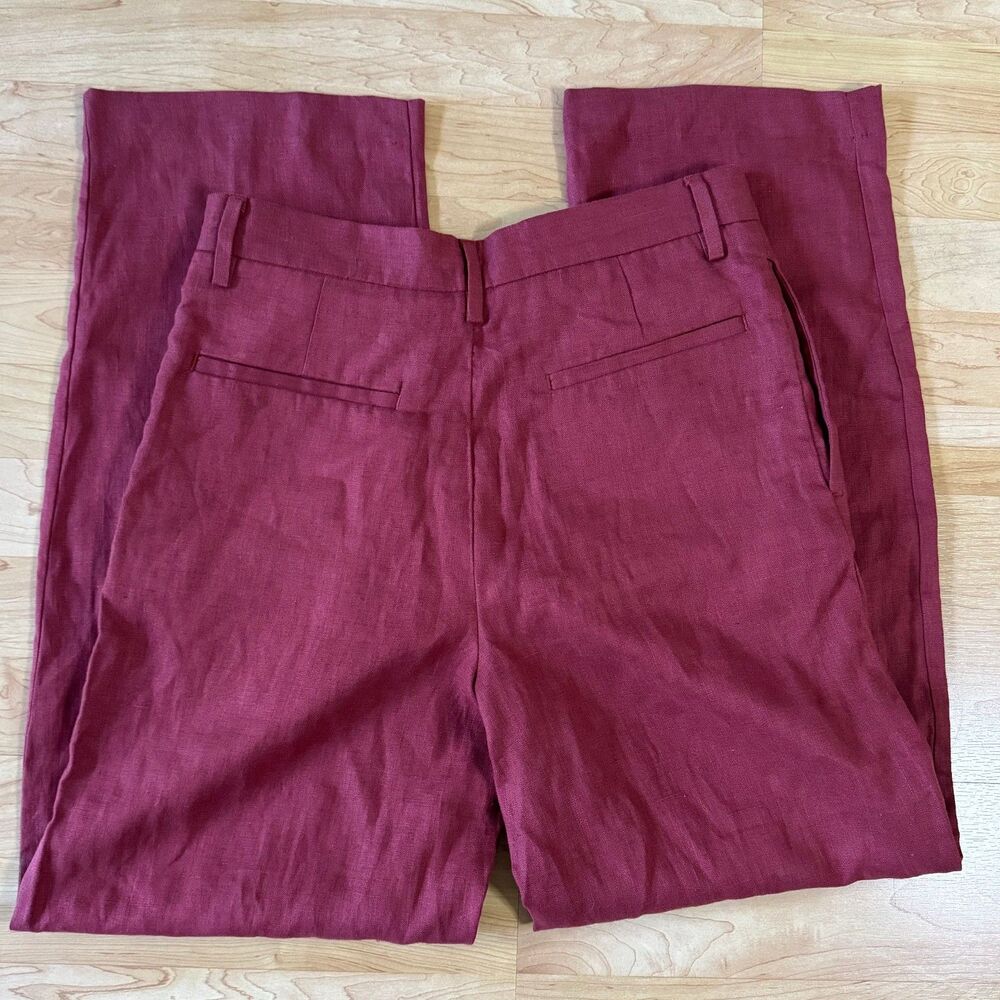 NEW Zara 100% Linen Trousers in Red Size 29 x 29" Casual Preppy Summer - Picture 3 of 8